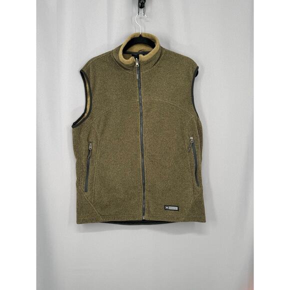 REI Fleece Vest Mens Large Green Full Zip Zip-In Compatible Pockets Hiking Warm - Picture 1 of 12
